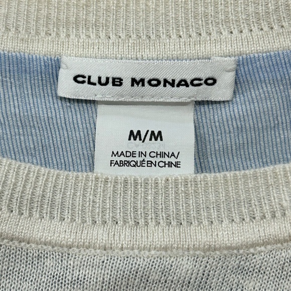 CLUB MONACO White and Blue Contrast Light Sweater/Blouse with ties in Medium - Picture 4 of 7